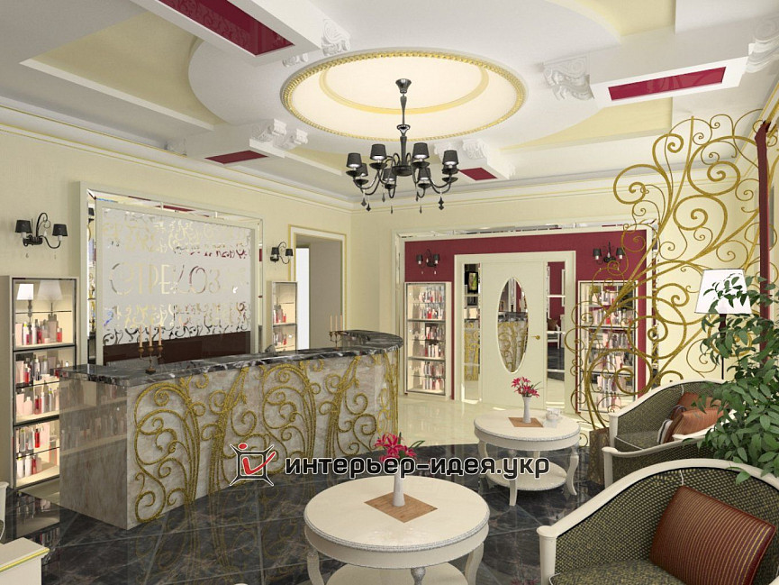 Дизайн головного залу салону краси  в стилістиці арт-деко