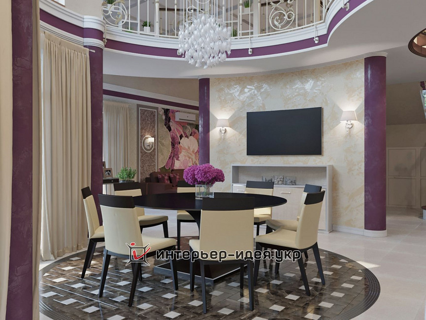 Дизайн дома с большой столовой и гостиной