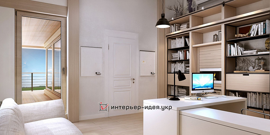 Дизайн кабінету з красивою білою цегляною стіною