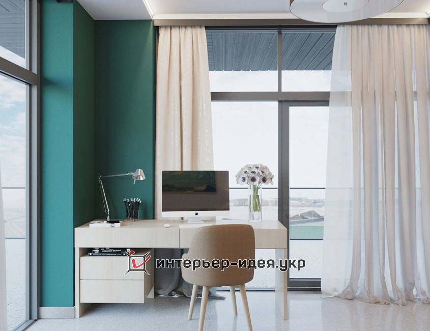 Дизайн спальні в тепло-смарагдовому кольорі