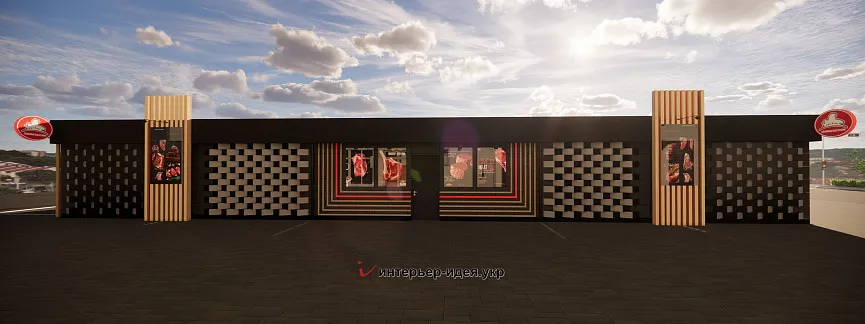 Фасад магазину "М'ясокрай" у м. Сміла