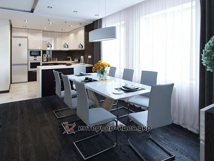 Стильний дизайн кухні-студії