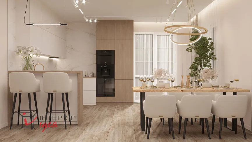 Сучасний мінімалізм в кухні-студії, 42 м.кв