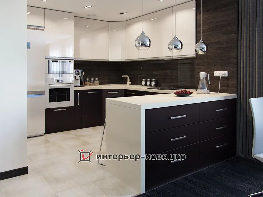 Стильний дизайн кухні-студії