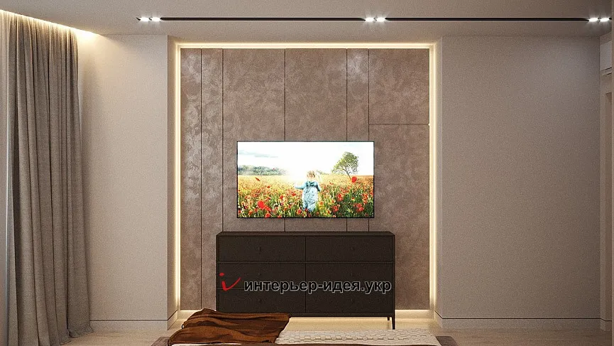 Затишна спальня з великими дзеркалами