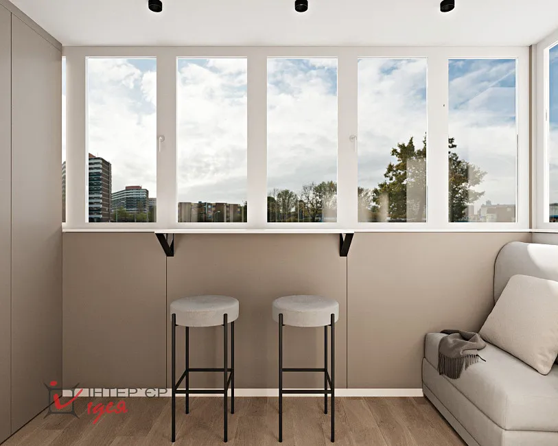 Мінімалістична спальня з робочим місцем в ЖК «Парковий квартал»