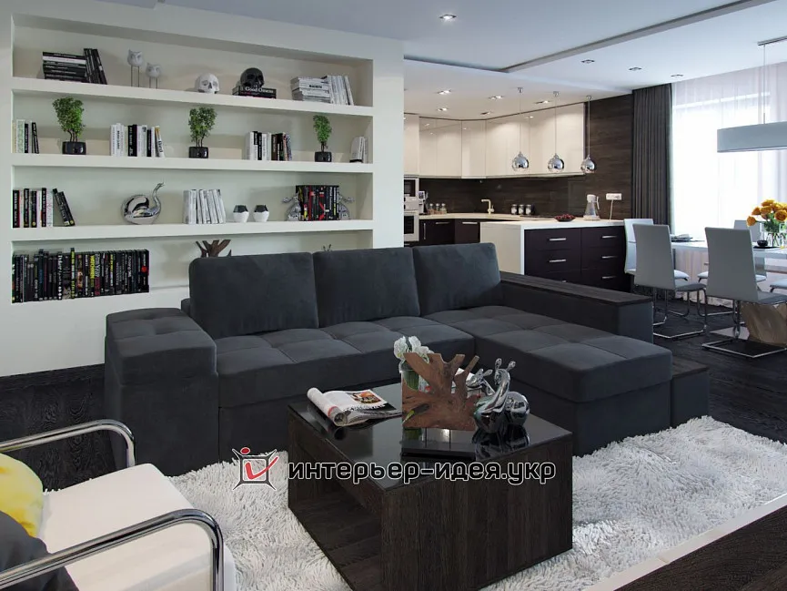 Стильний дизайн кухні-студії