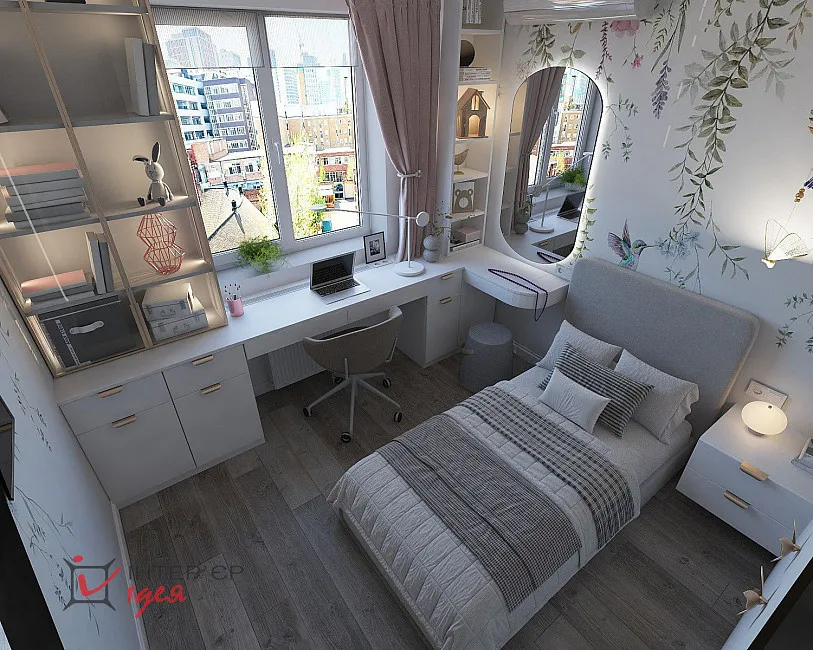 Дитяча кімната для дівчинки, 9.2 м²