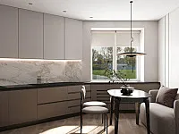 Кухня з п’ятикутною конфігурацією в ЖК «Парковий квартал». Дизайн КУХНІ