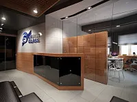 Дизайн приймальні та офісу компанії Orion-Glass в сучасному стилі . Дизайн ОФІСУ