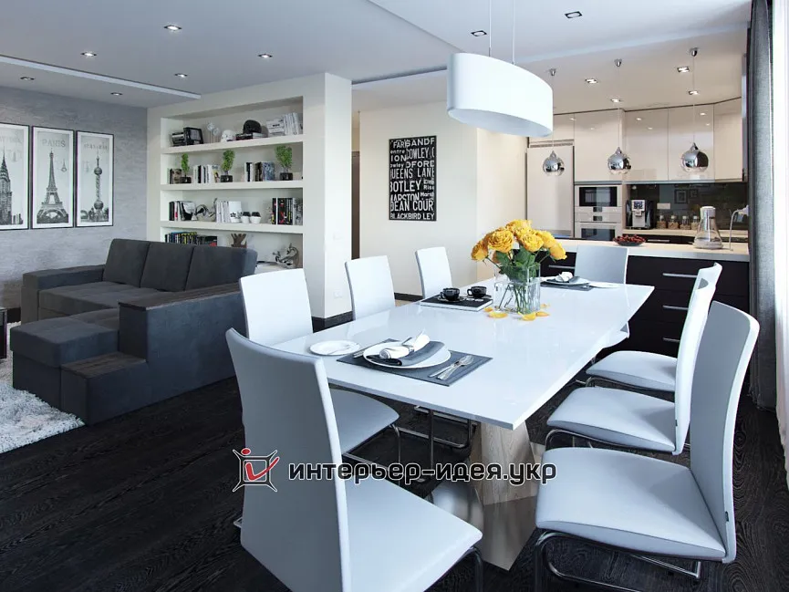 Стильний дизайн кухні-студії