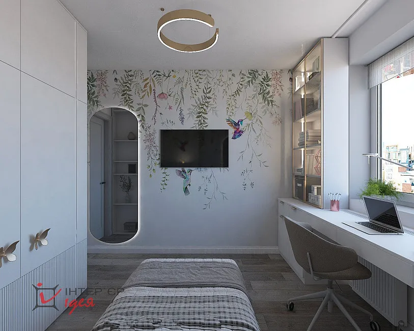 Дитяча кімната для дівчинки, 9.2 м²