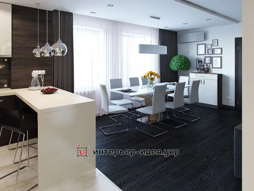 Стильний дизайн кухні-студії