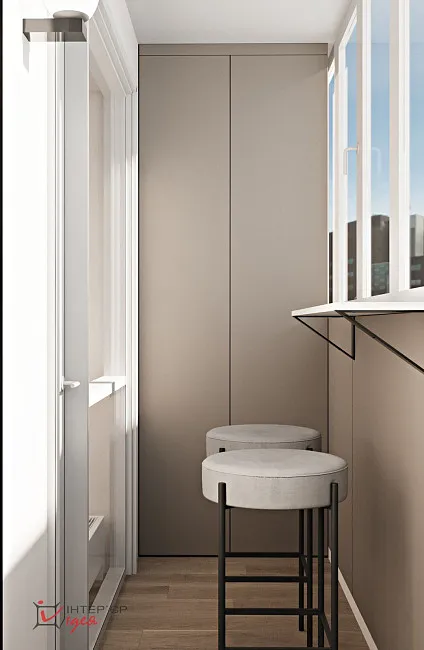 Мінімалістична спальня з робочим місцем в ЖК «Парковий квартал»