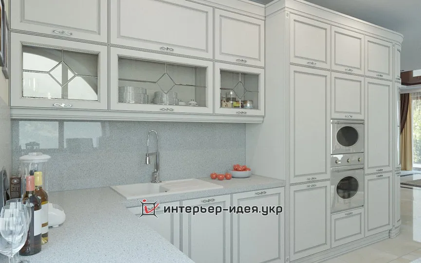 Дизайн кухні в сіро-білих тонах